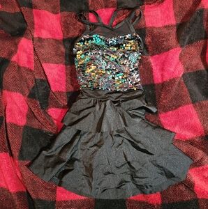 Weissman Dance Costume Sequin Performer Medium Child skirted strappy bodysuit